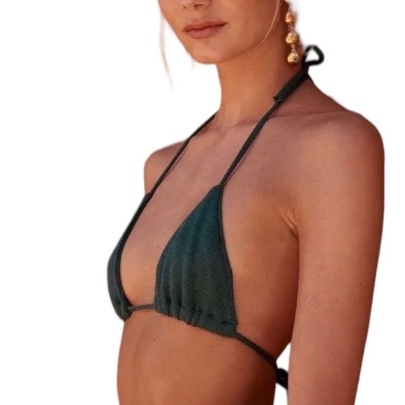 Savannah Morrow Triangle Knit Top Emerald Green NWT - Picture 7 of 9